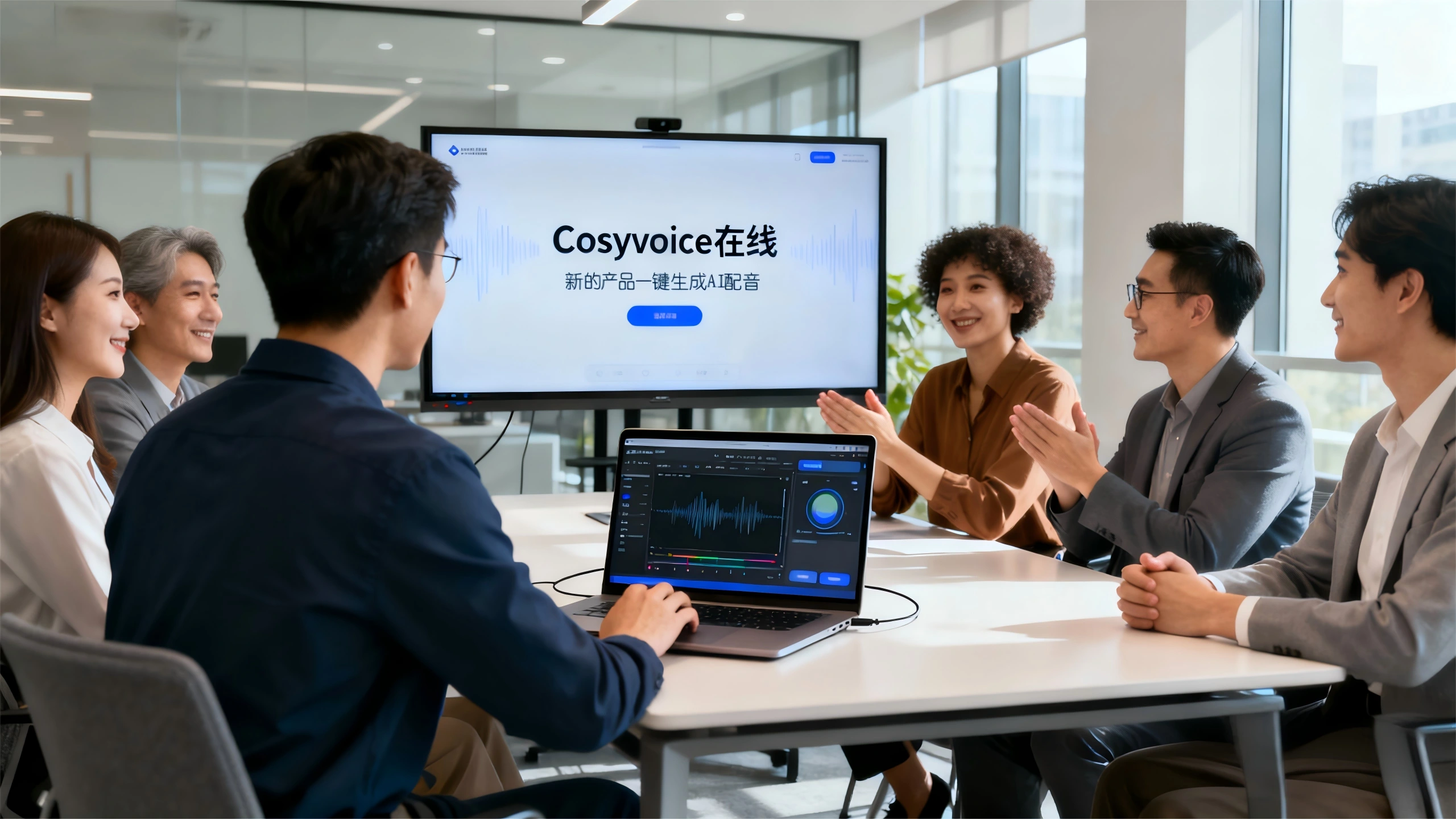 一位内容创作者在舒适的家庭办公室中,使用Cosyvoice官网的在线平台体验其核心的AI音色克隆功能。她通过耳机试听由自己声音克隆生成的AI配音,操作简单,效果逼真,充分展示了Cosyvoice在AI语音合成和个人化数字声音创作方面的强大能力。